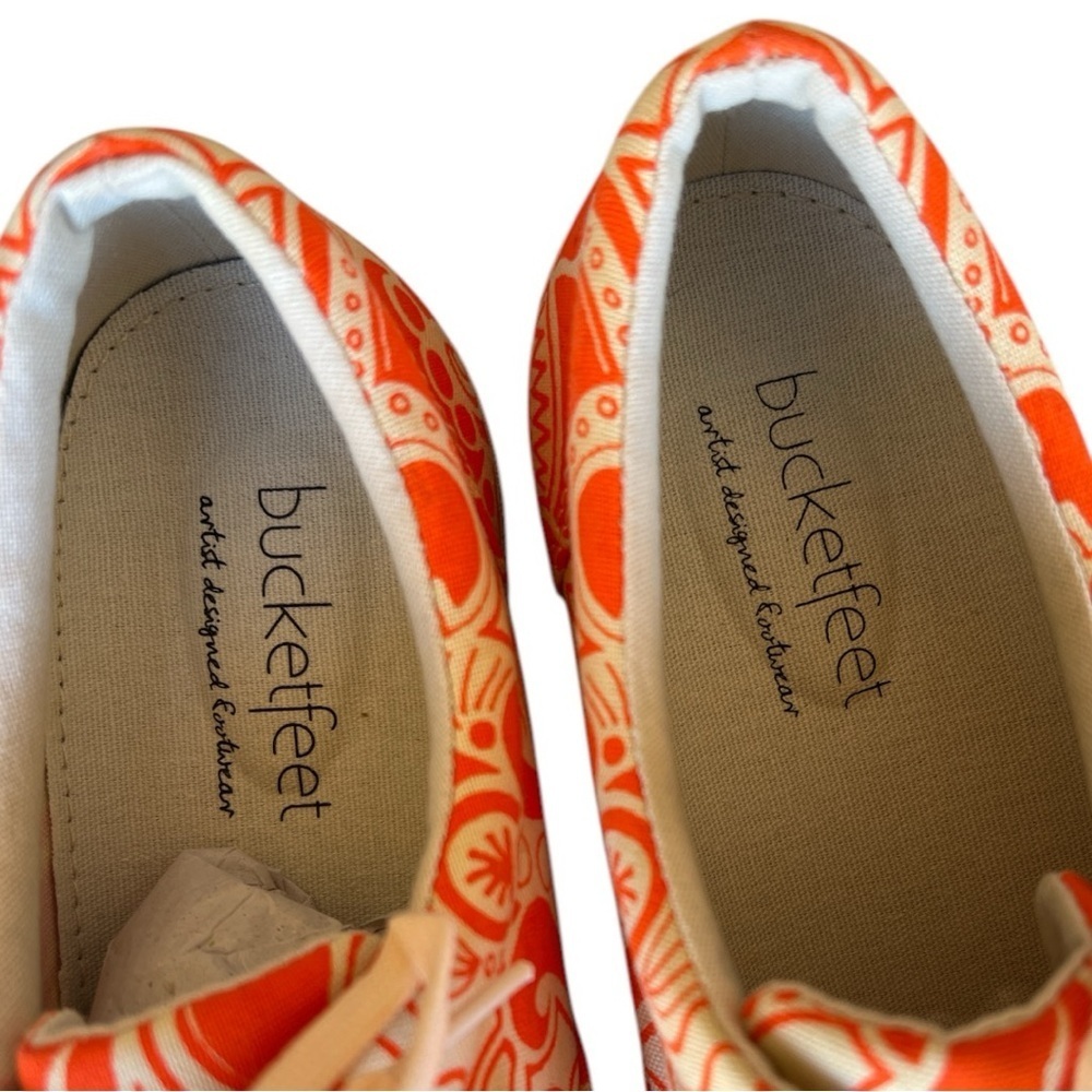 NWOT Bucketfeet Orange Sherbet canvas sneaker women’s size 9 artist designed - Picture 3 of 9